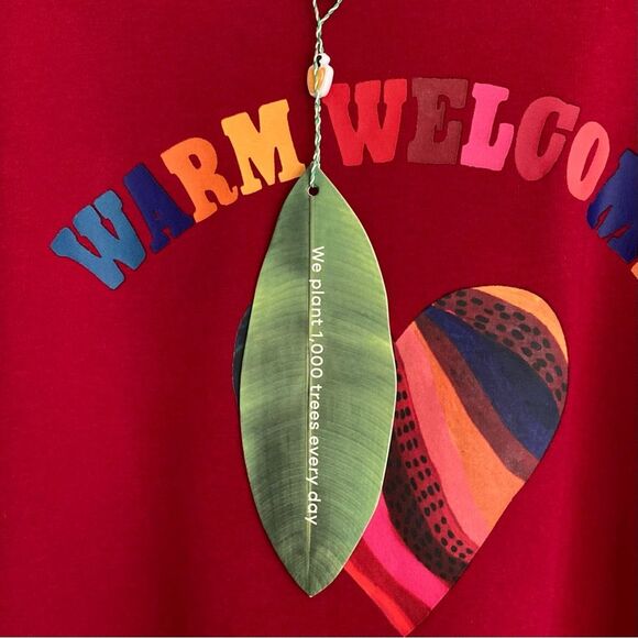 FARM Rio Warm Welcome Sweatdress Sweatshirt Dress Red Rainbow Heart Size M - Picture 16 of 16